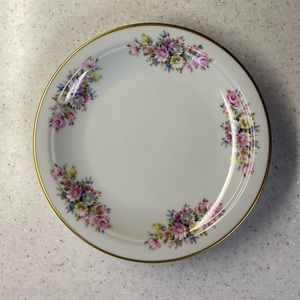 Floral Decorative Plate w/ Gold Rim